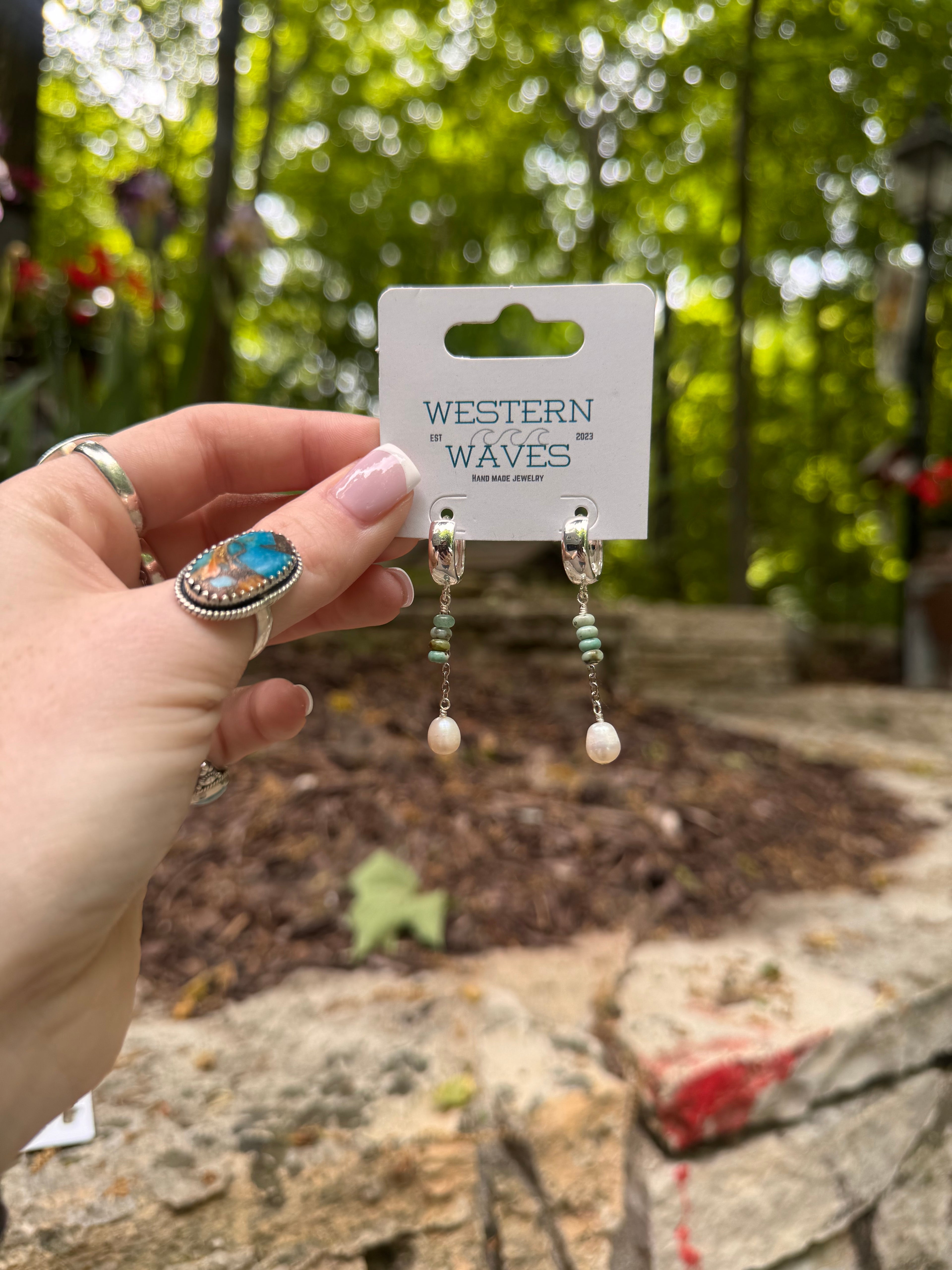 African Turquoise Freshwater Pearl Dangles