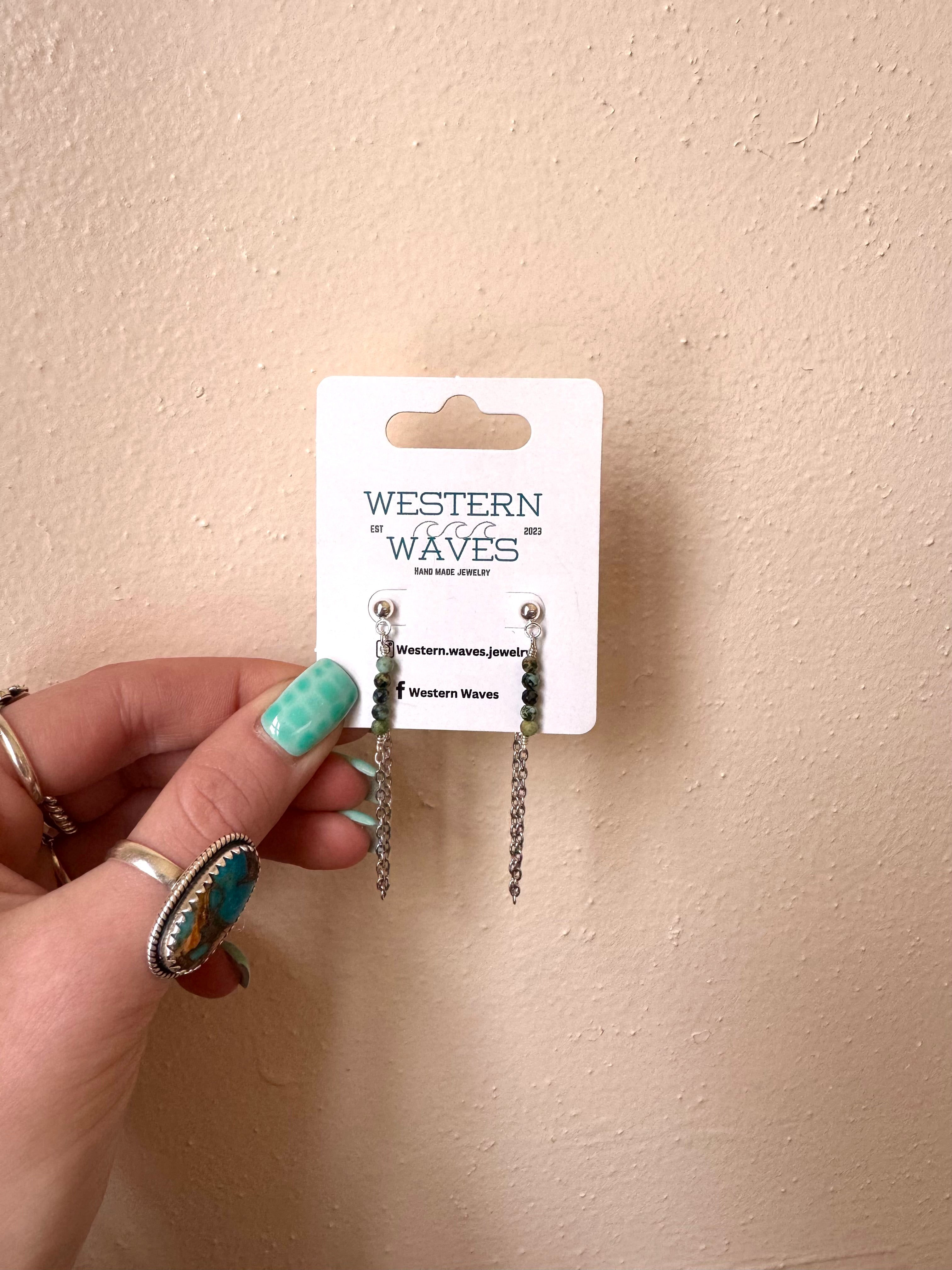 Stud Chain Drop Earrings