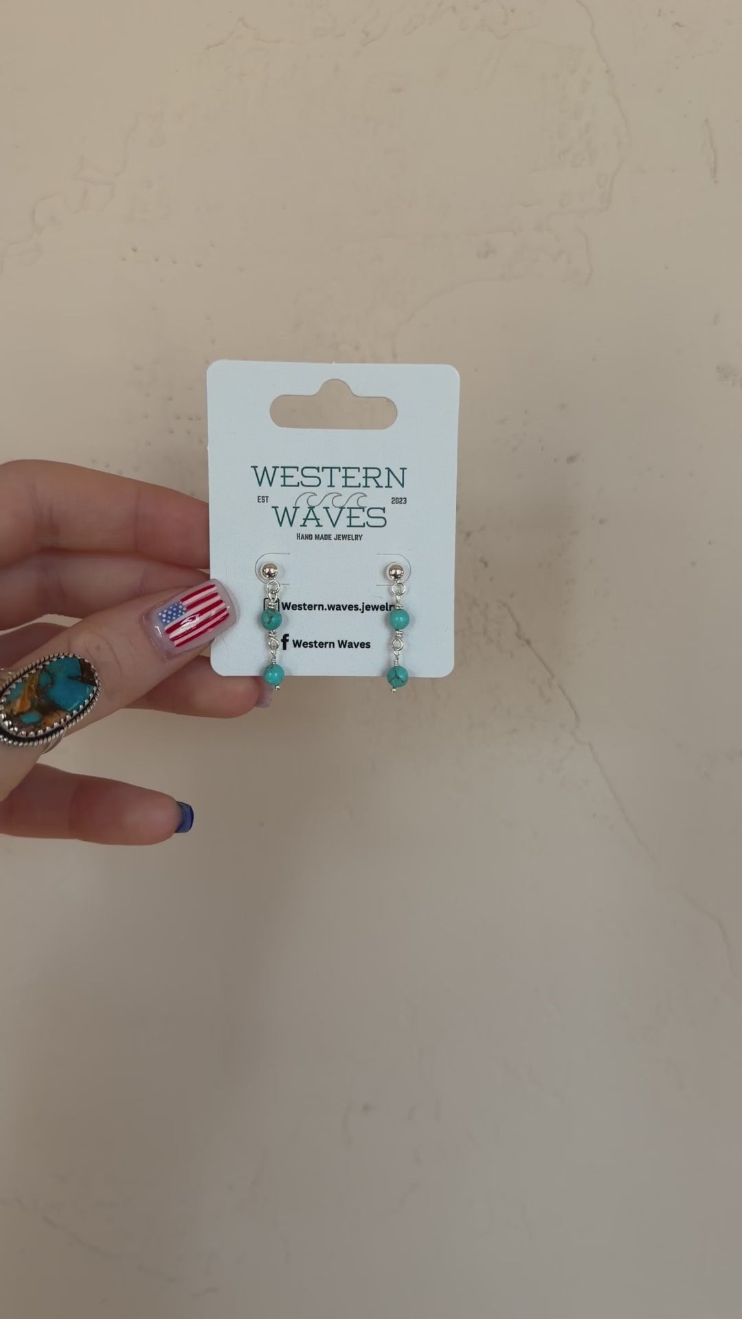 Kingman Turquoise Stud Double Drop